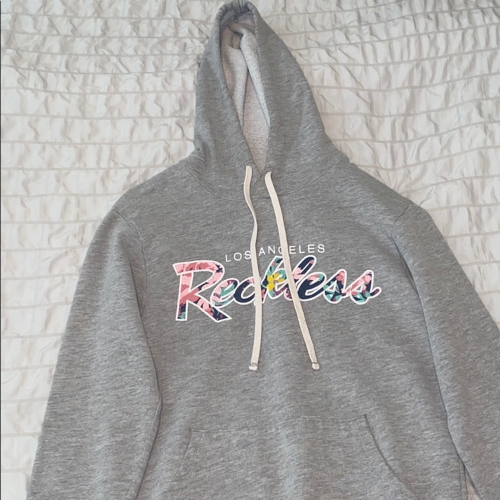 Grey/ Floral Reckless hoodie